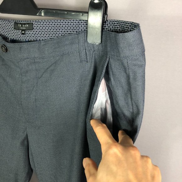 Ted Baker London Navy Dotted Penguin Slim Cotton Blend Chino Pants Size … - Picture 4 of 11